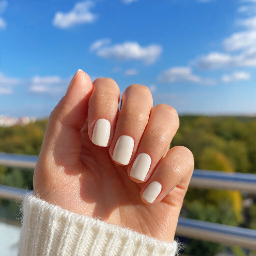 attractive milky vanilla short gel nails short nai