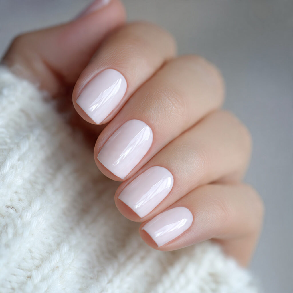 attractive milky vanilla short nails