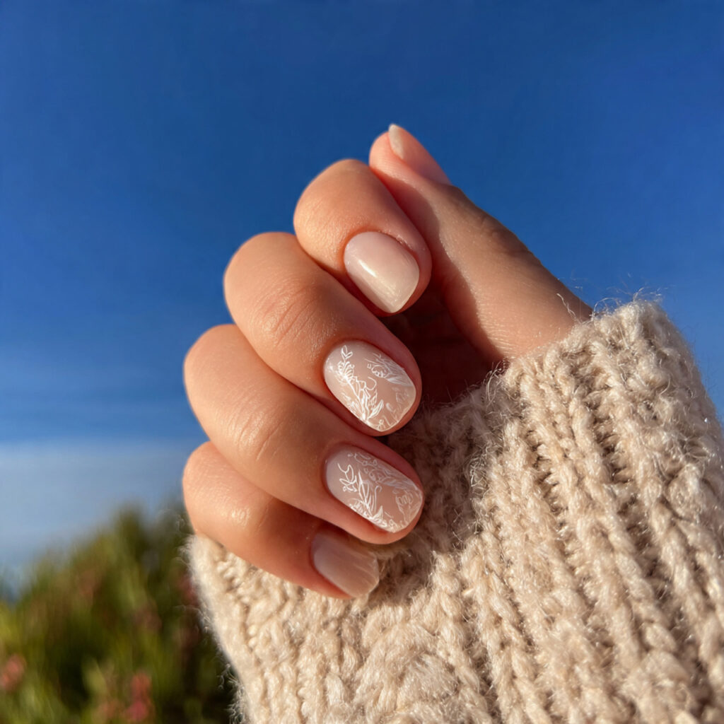 attractive milky vanilla short nails inspo with ou