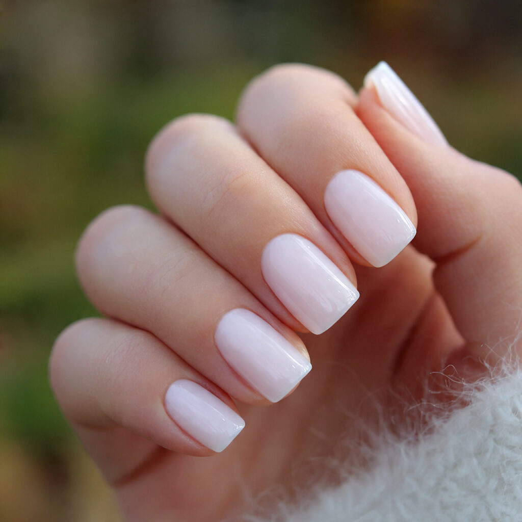attractive milky vanilla short square acrylic nail