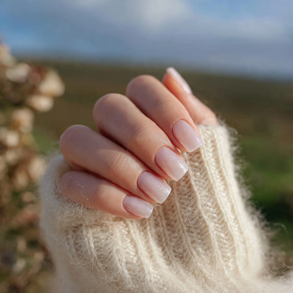 Nail Inspo 2026: 14 Aesthetic Nail Ideas That Feel So Fresh, Soft, and Trendy 3 attractive milky white sheer nails with outdoor ba