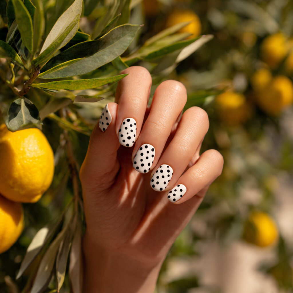 attractive minimal dot nails with outdoor summer b