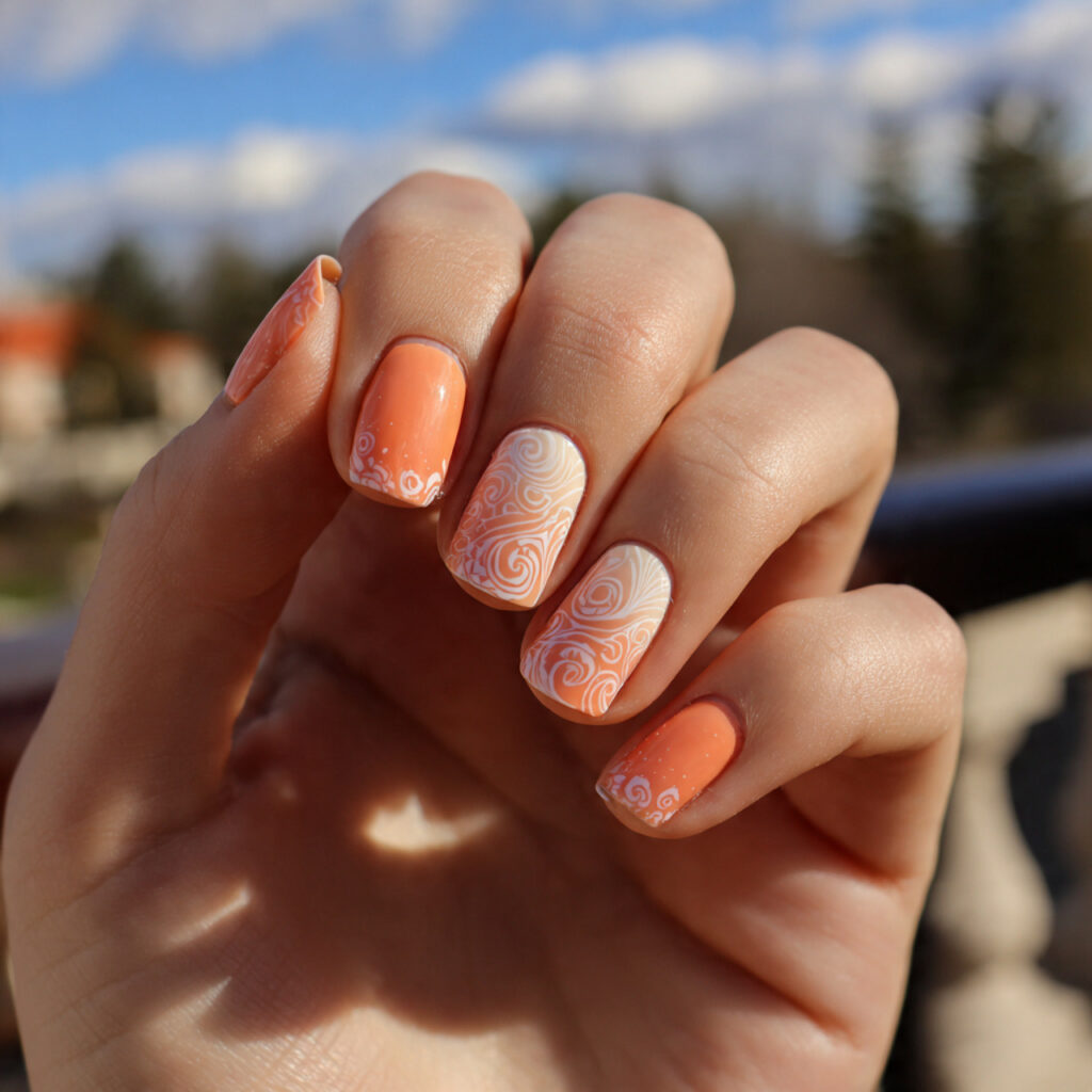 attractive minimal sunset swirls in peach cream na