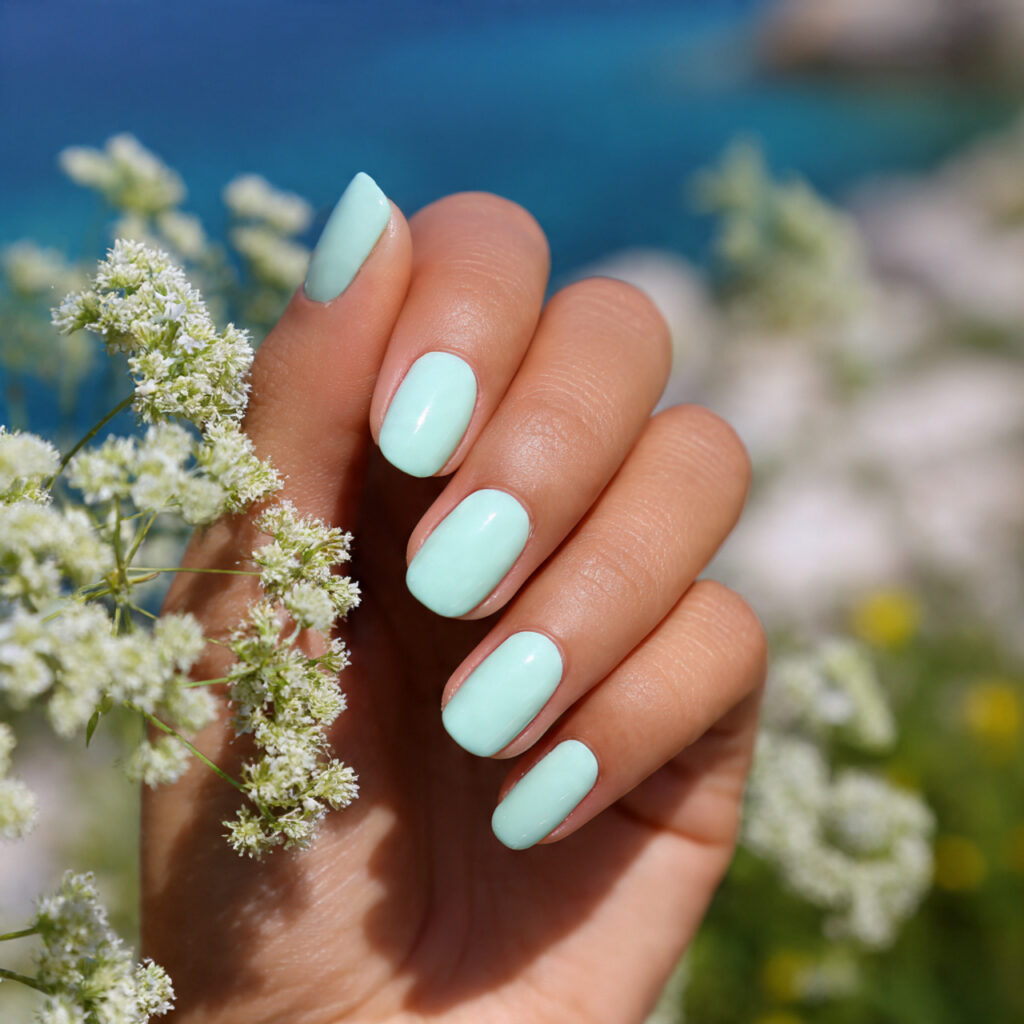 attractive minty fresh minimal nails with summer o