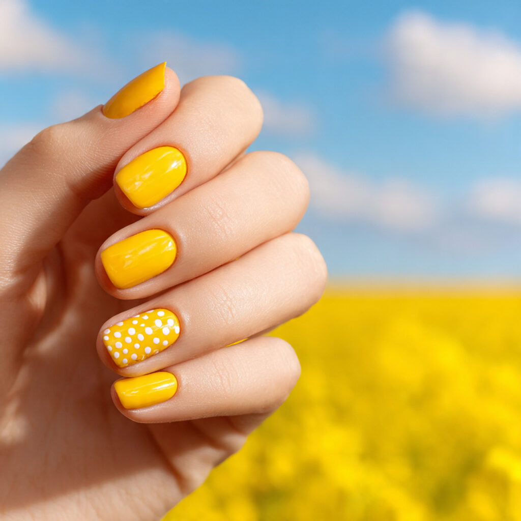 attractive nails with yellow dot cuticle nails wit