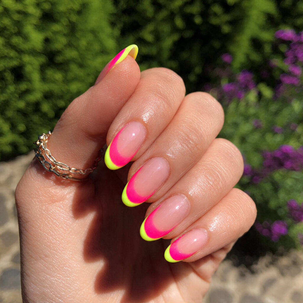 attractive neon french tips for a minimal but bold