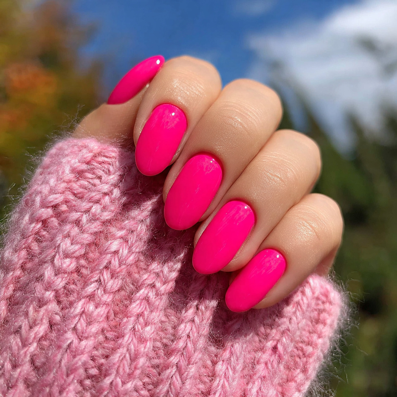 Neon Pink Nails