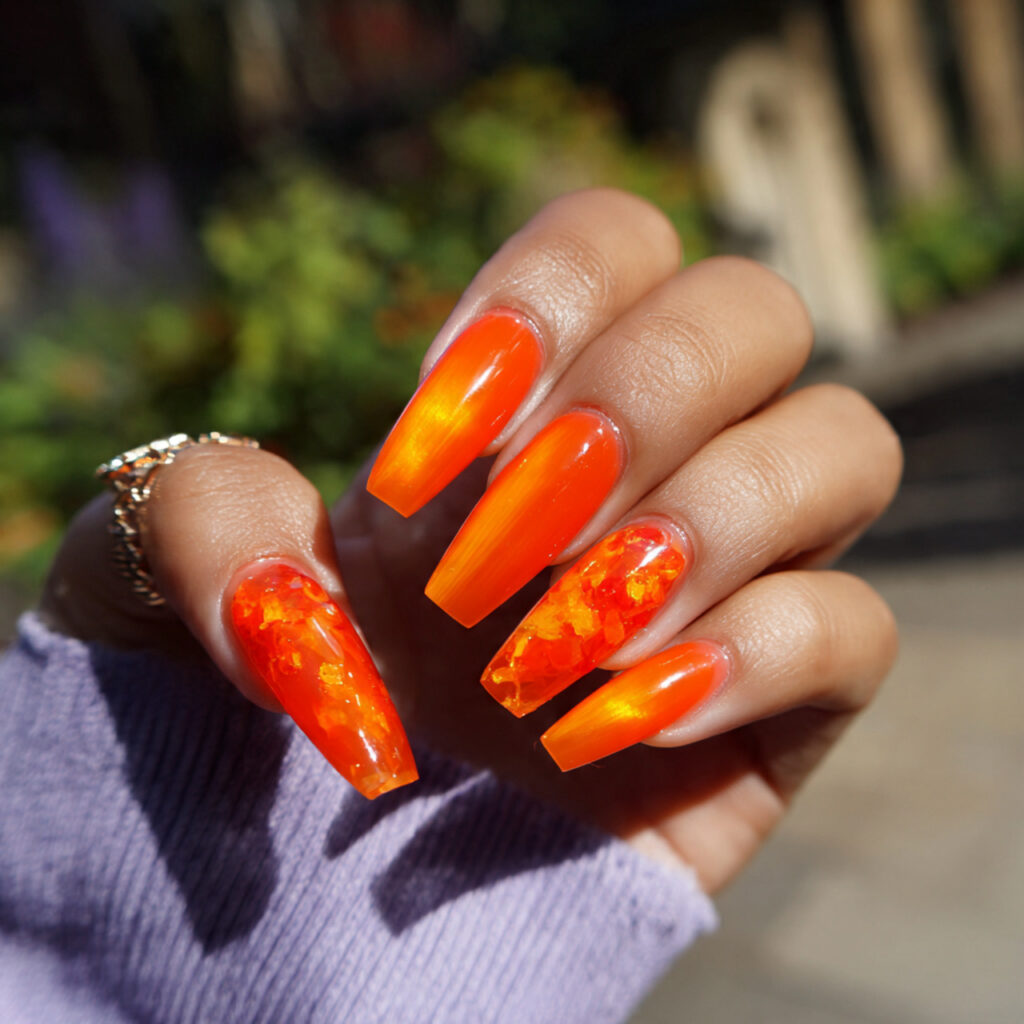 attractive orange jelly tint juicy see through shi