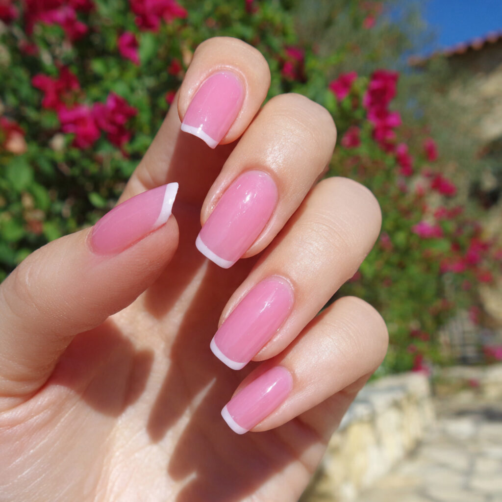 attractive otton candy pink french nails with outd