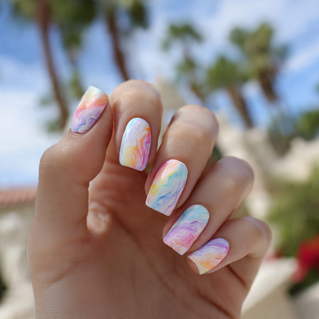 attractive pastel watercolor swirls on milky base