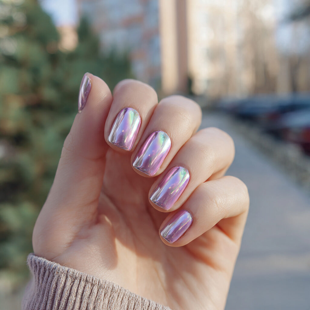 attractive pearl chrome short nails short nails wi 1