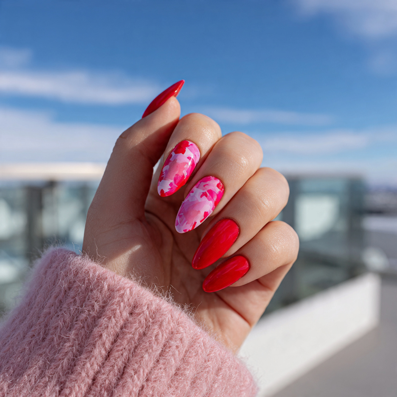 Pink and Red Nails