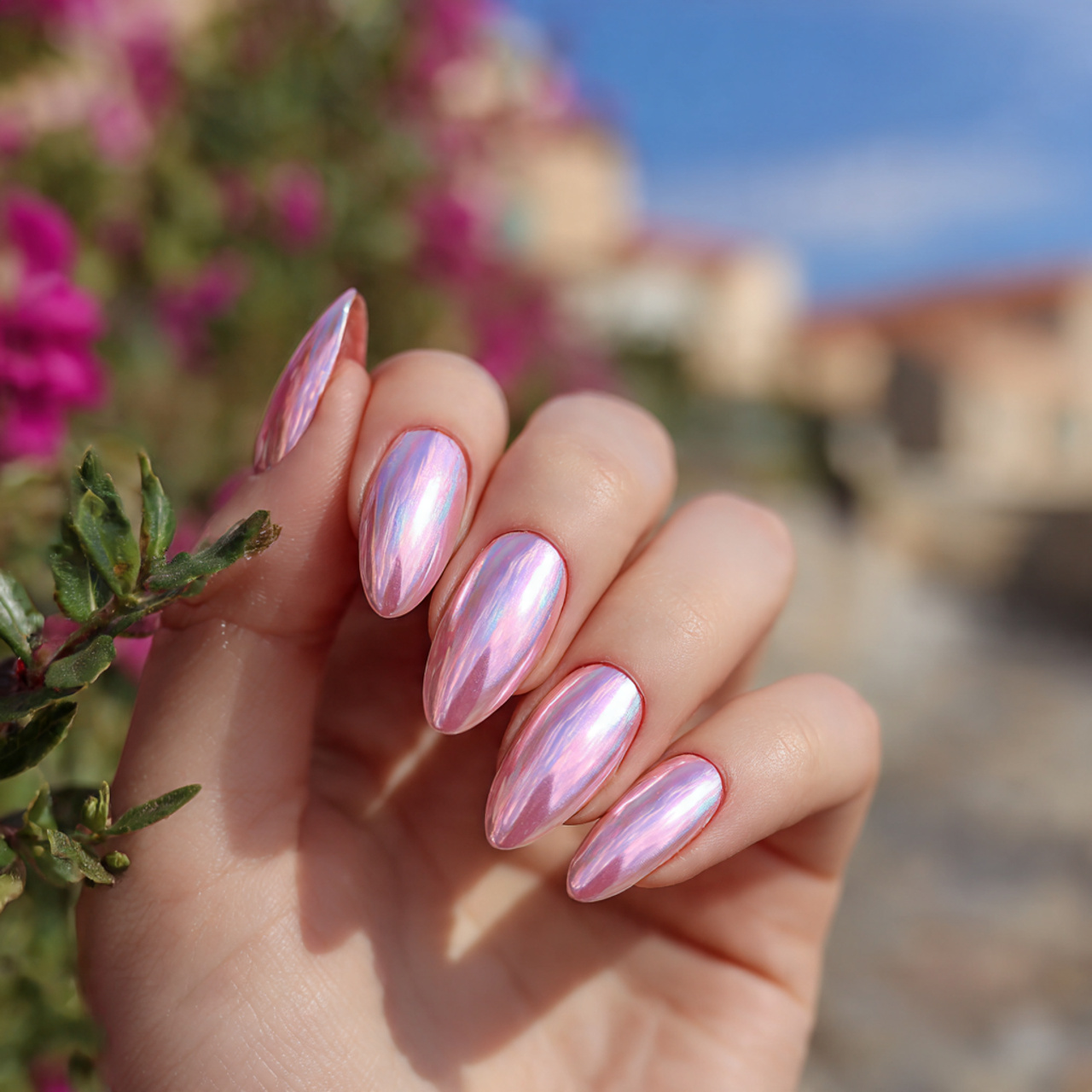 Pink Chrome Nails