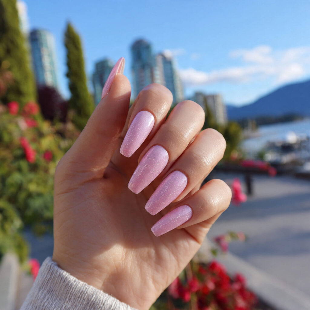attractive pink glazed acrylic nails nails with ou