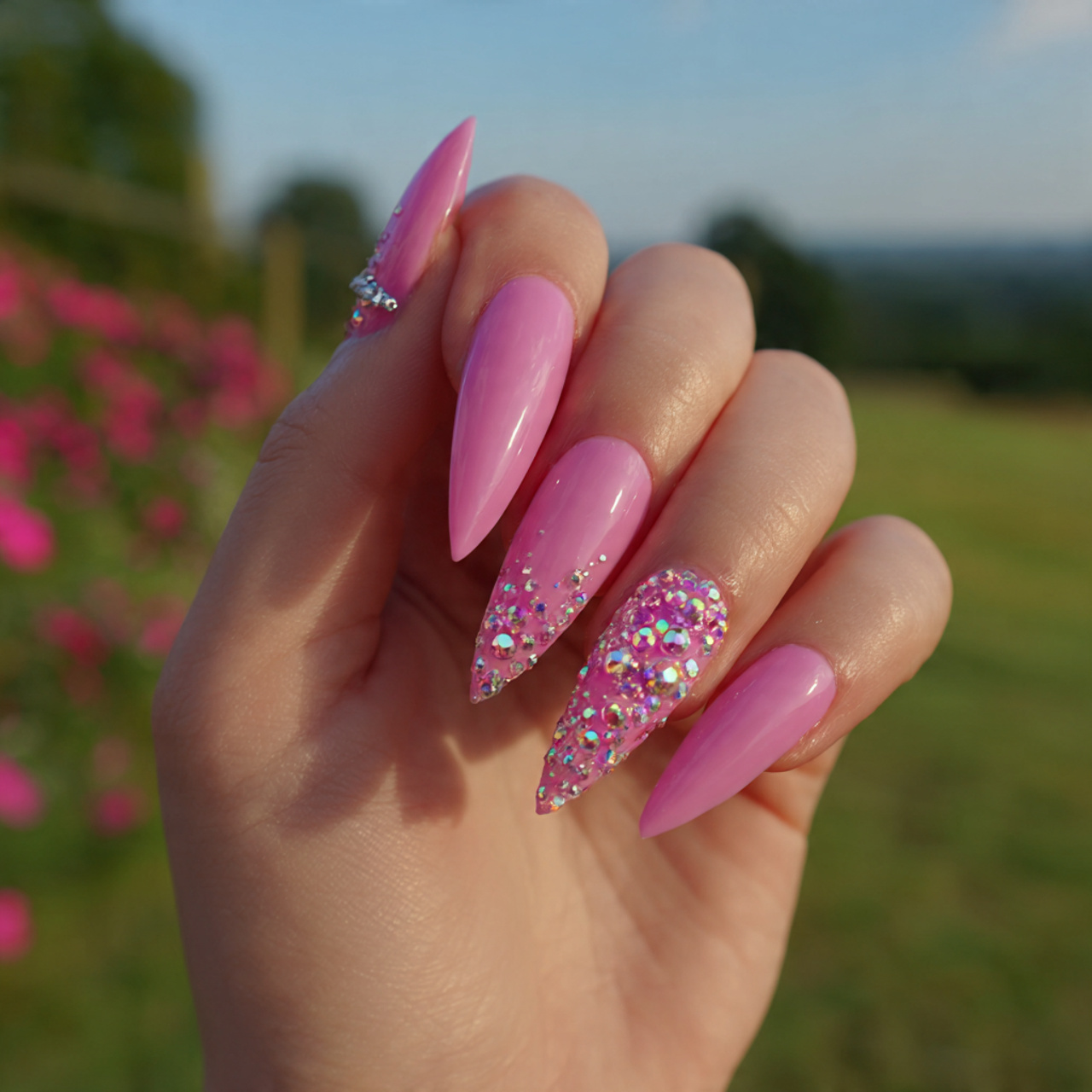 Pink Stiletto Nails
