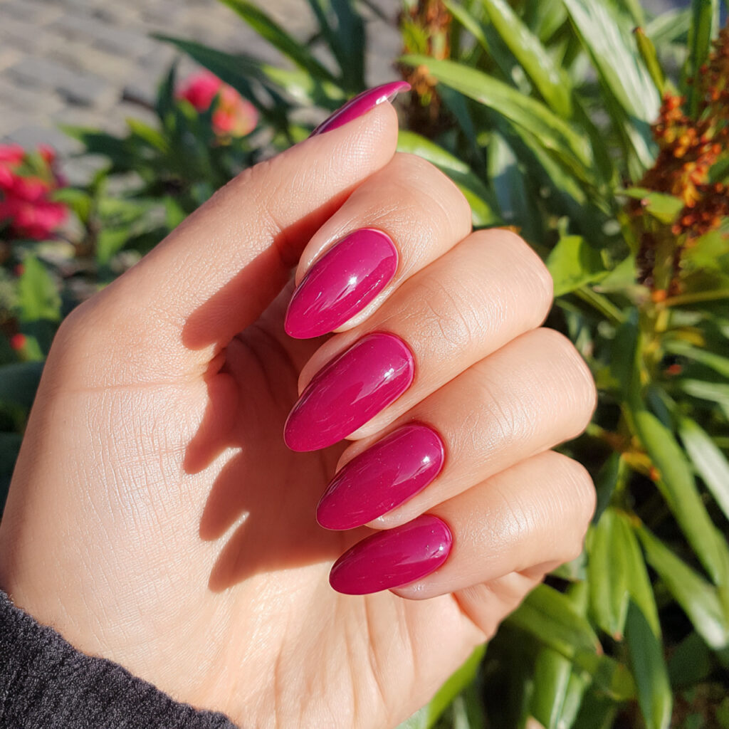 attractive raspberry gloss dark pink nails with ou
