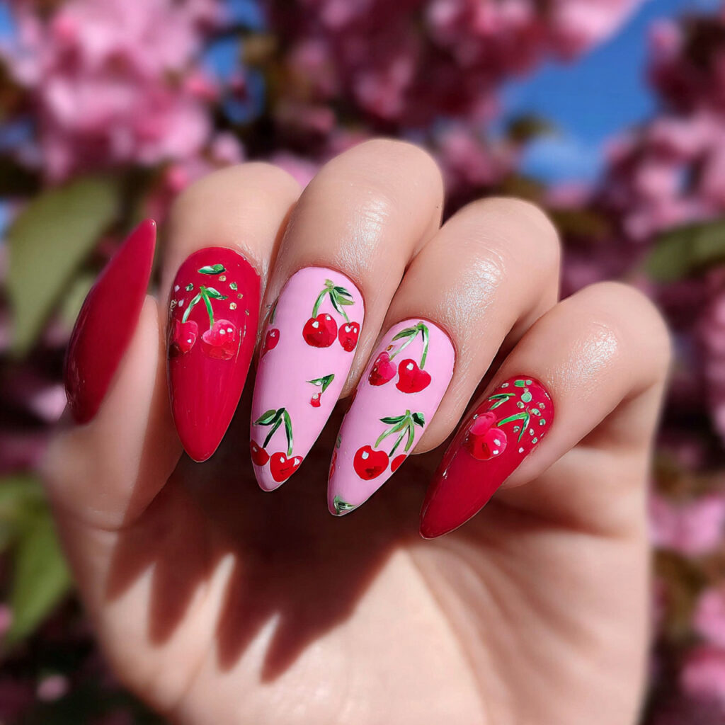 attractive red and pink cherry girl alternating se 1