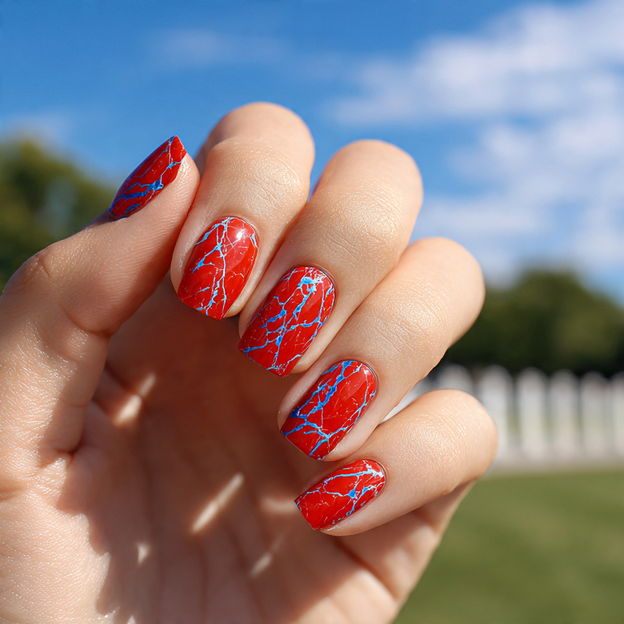 Red and Blue Nails
