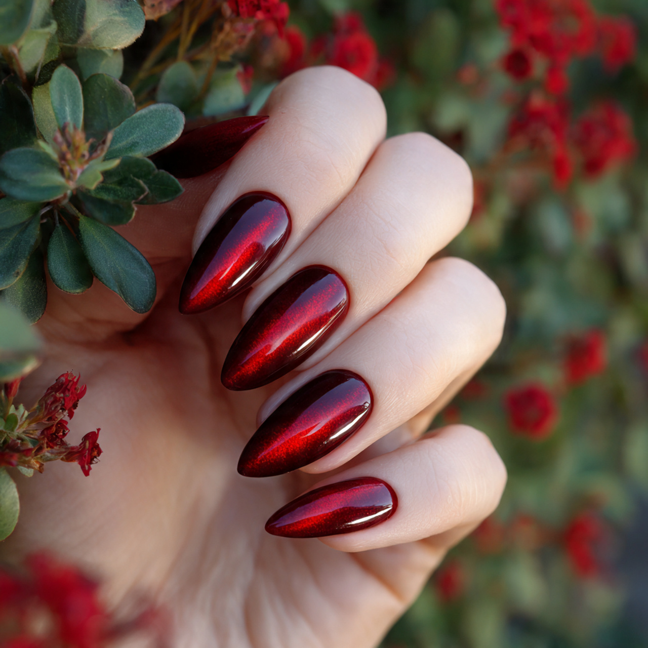 Red Cat Eye Nails