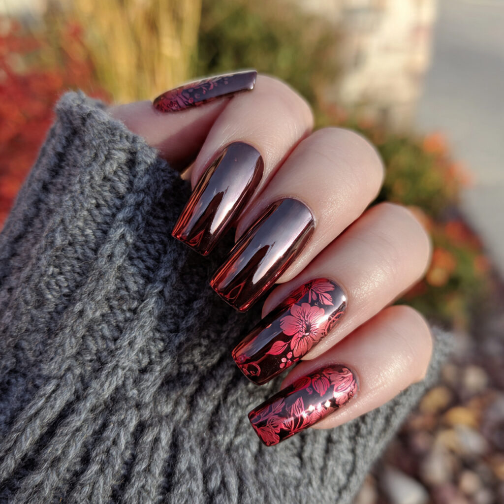 attractive red chrome accent with floral detail na