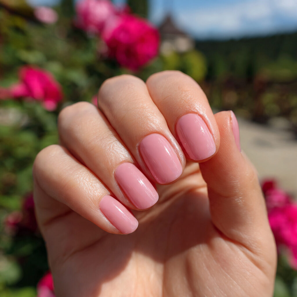 attractive rosy aura short gel nails short nails w