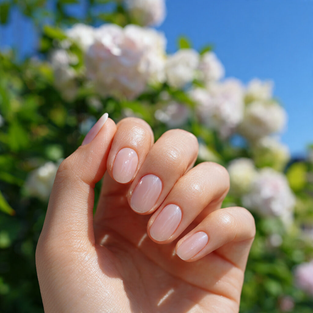 attractive sheer simple shine short round nails wi