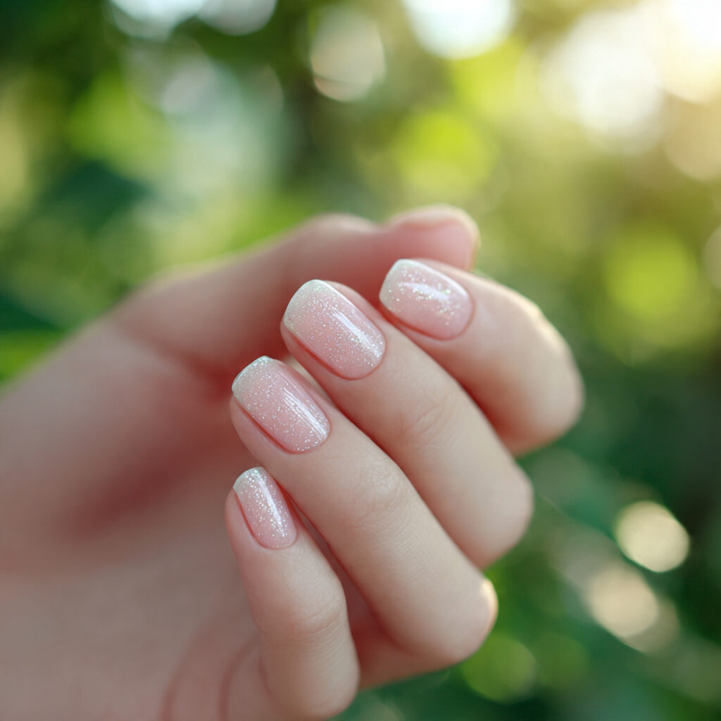 attractive sheer simple shine very short nails wit