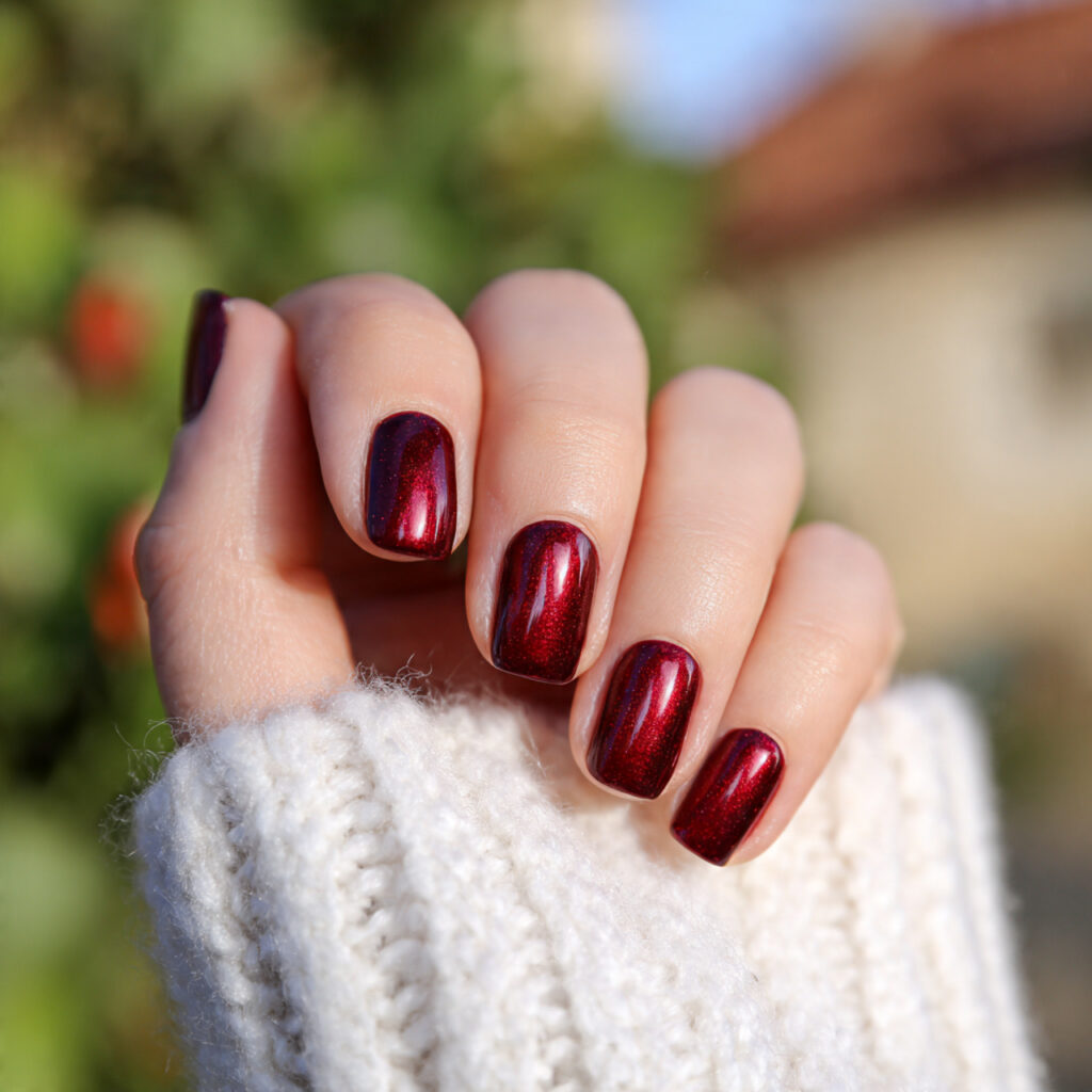 attractive short crimson cat eye for everyday glam