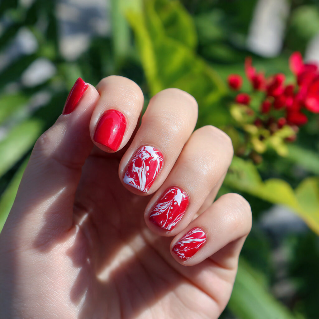 attractive short red acrylic with minimal white sw