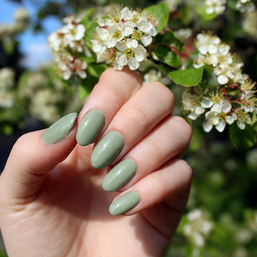 attractive short sage green minimalist acrylics na
