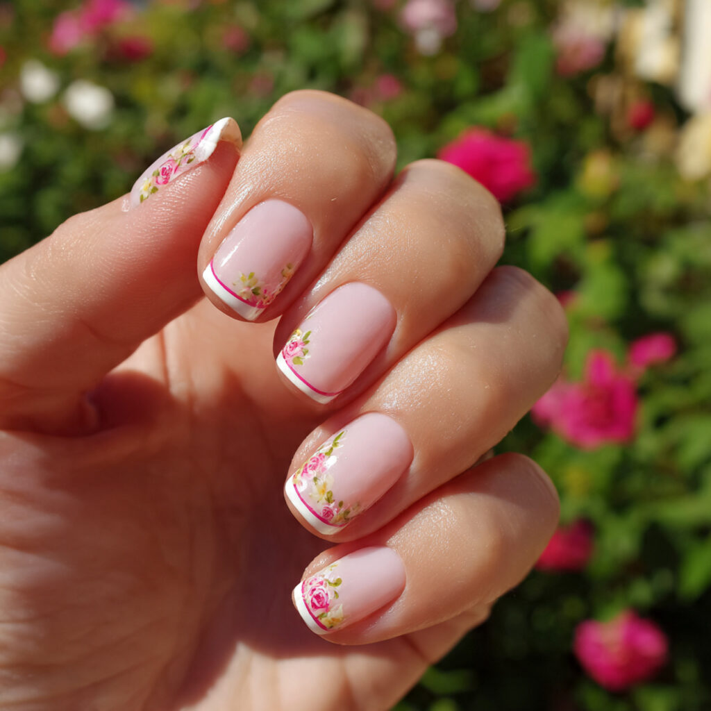 attractive side french short nails with outdoor su 1