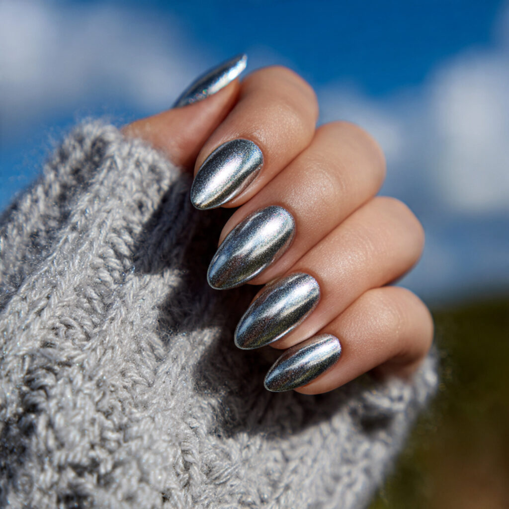 Nail Inspo 2026: 14 Aesthetic Nail Ideas That Feel So Fresh, Soft, and Trendy 6 attractive silver velvet cat eye nails with outdoo 1