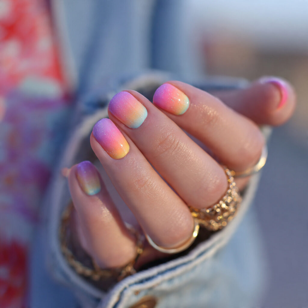 attractive simple aura short nails with outdoor su