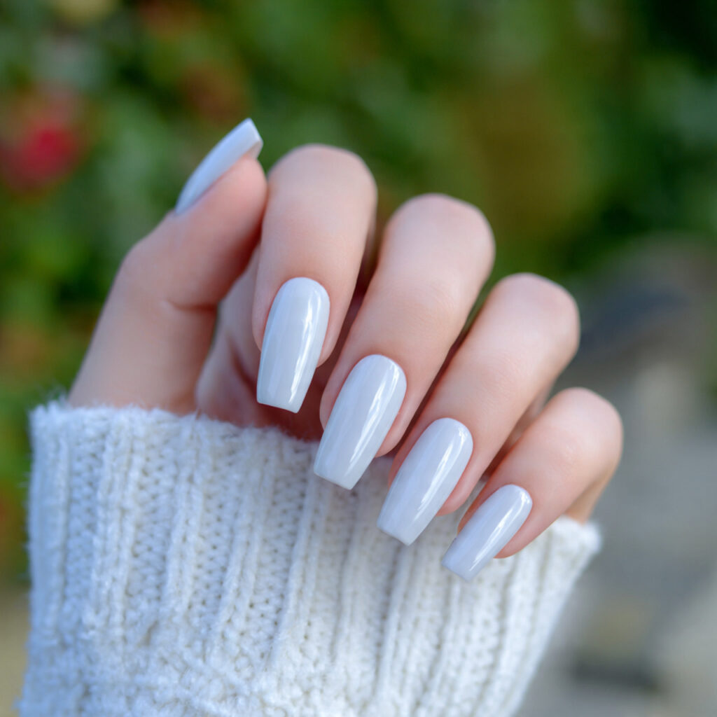 attractive simple long acrylic nails with outdoor