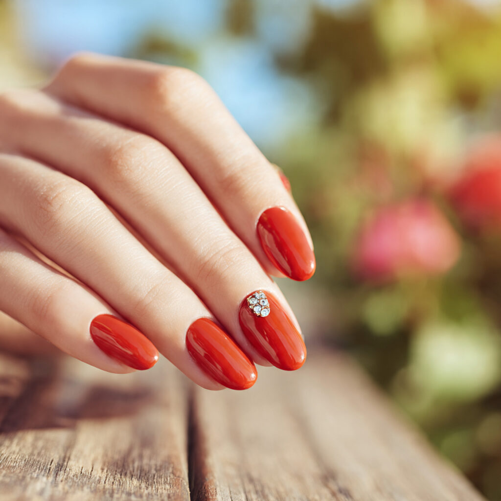 attractive single gem cuticle nails with outdoor s