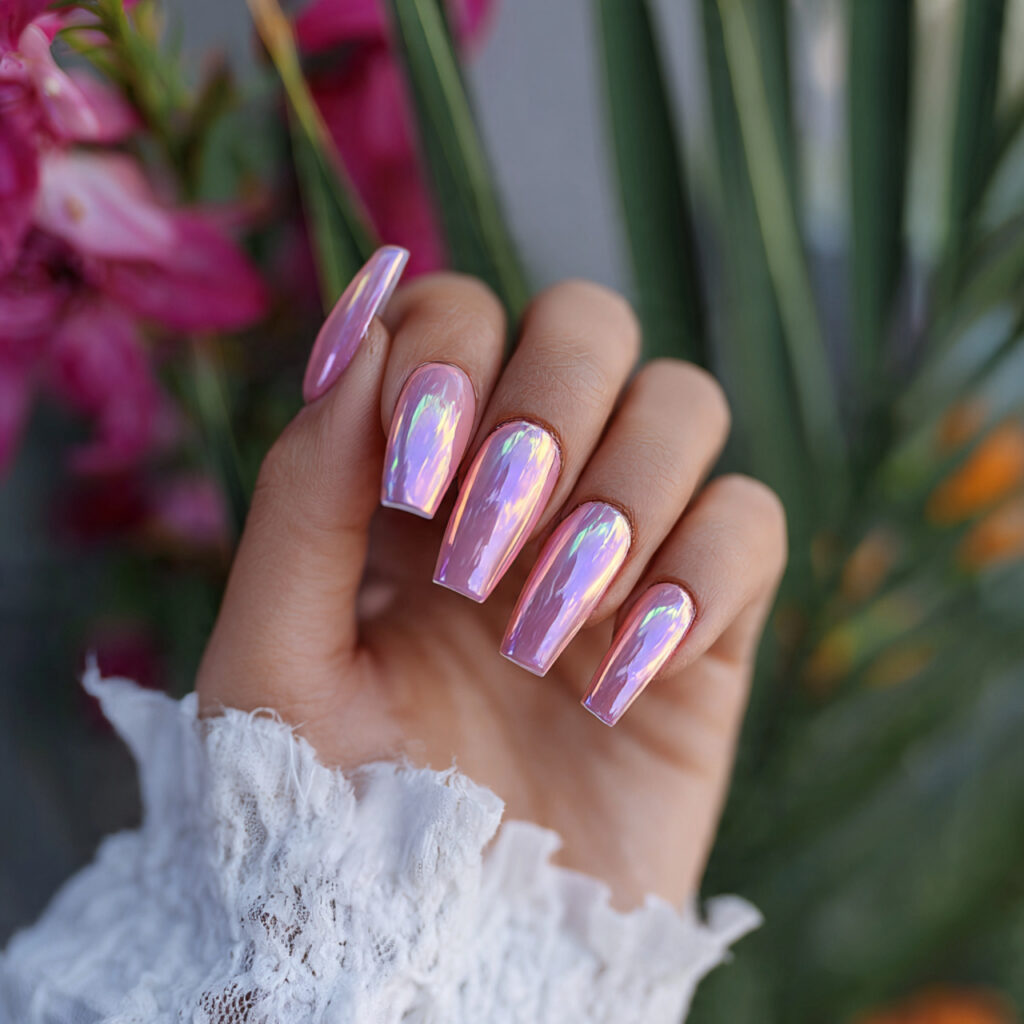 attractive soft chrome french acrylic nails nails