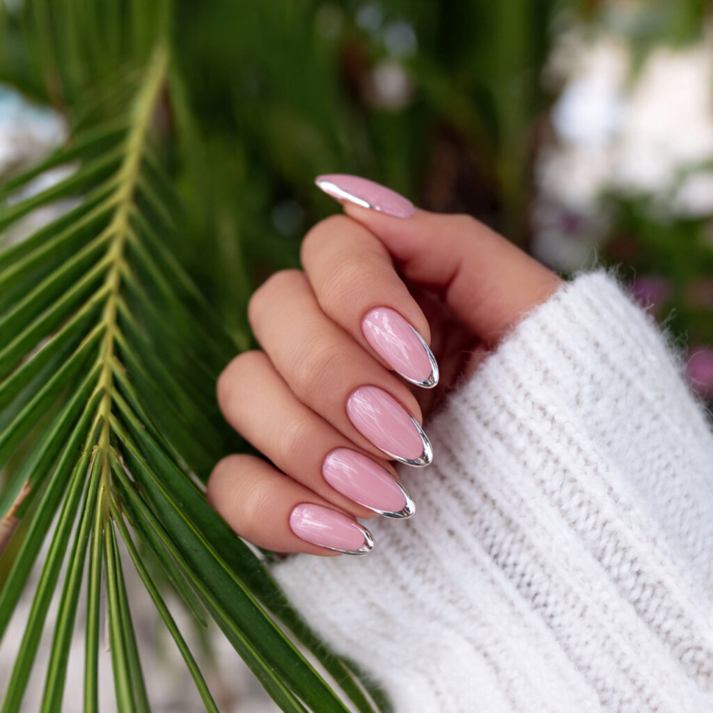 Short Almond Acrylic Nails: 14 Dreamy Designs That Feel Soft, Chic, and So Save-Worthy 14 attractive soft chrome french short almond acrylic