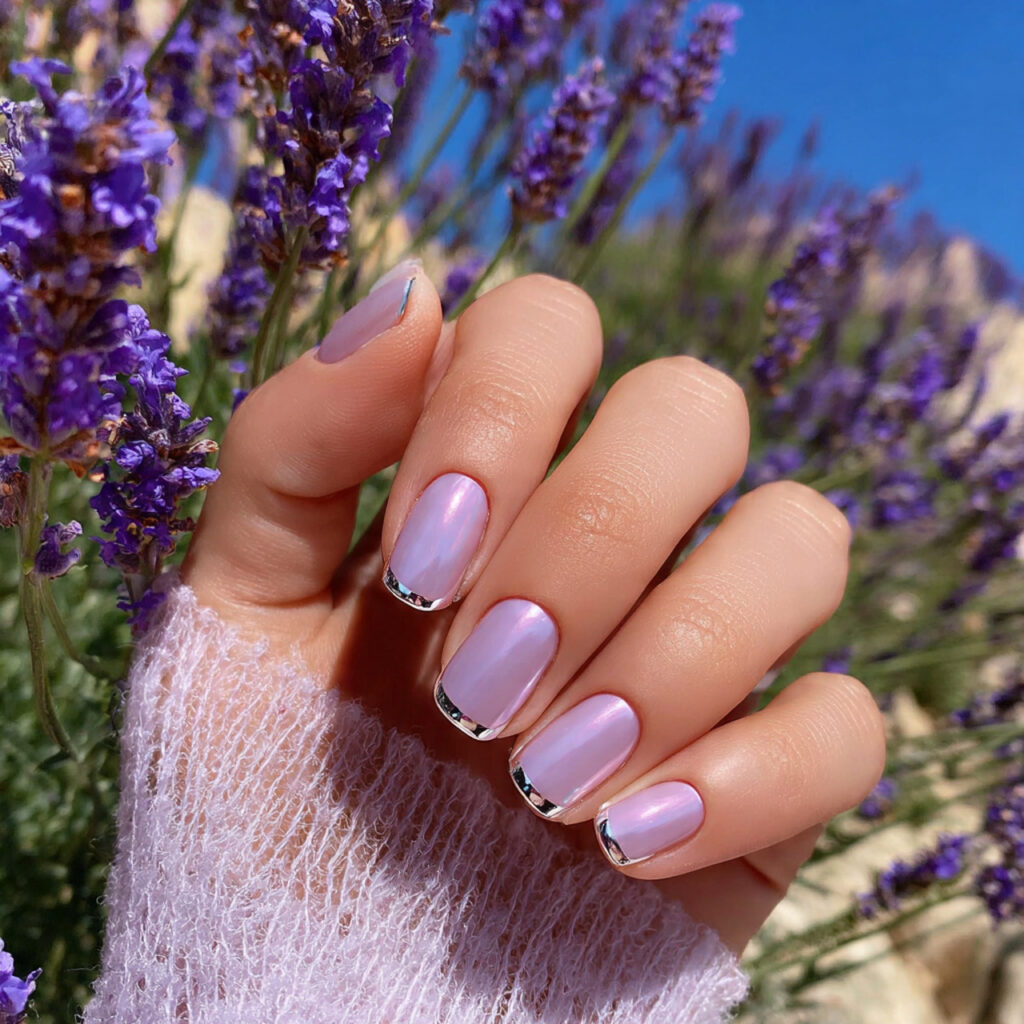 attractive soft chrome french short nails inspo wi