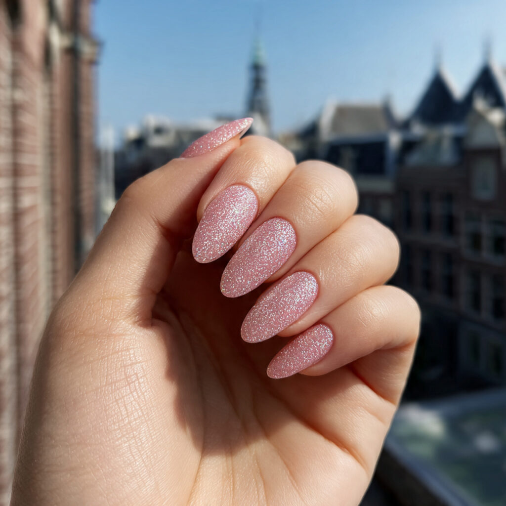attractive soft shimmer simple nails with outdoor 1