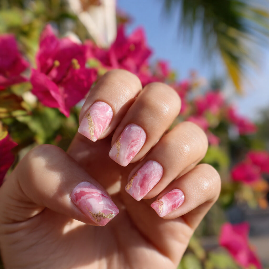 attractive soft swirl short ballerina nails with o