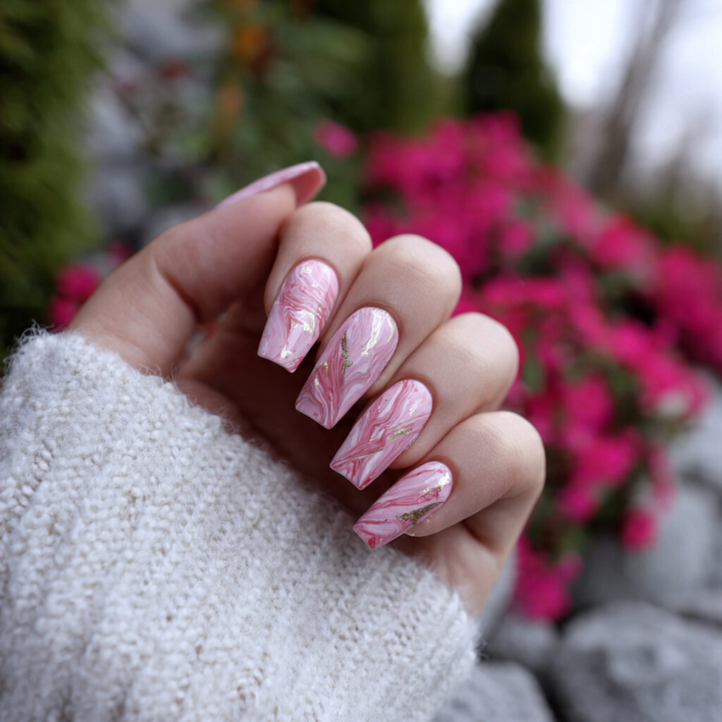 attractive soft swirl short coffin nails with outd