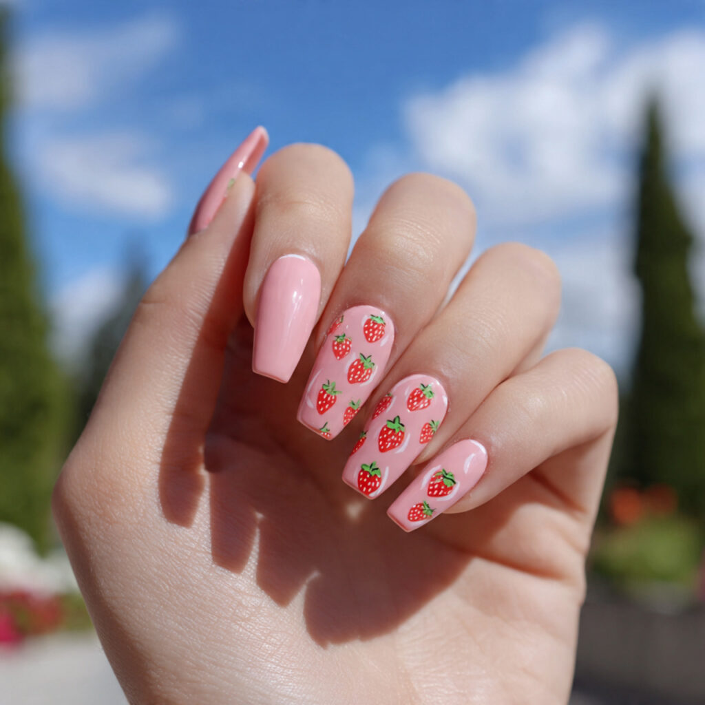 Nail Inspo Pink: 14 Dreamy Pink Nail Ideas You’ll Want to Save Immediately 11 attractive strawberry milk acrylic nails with outd