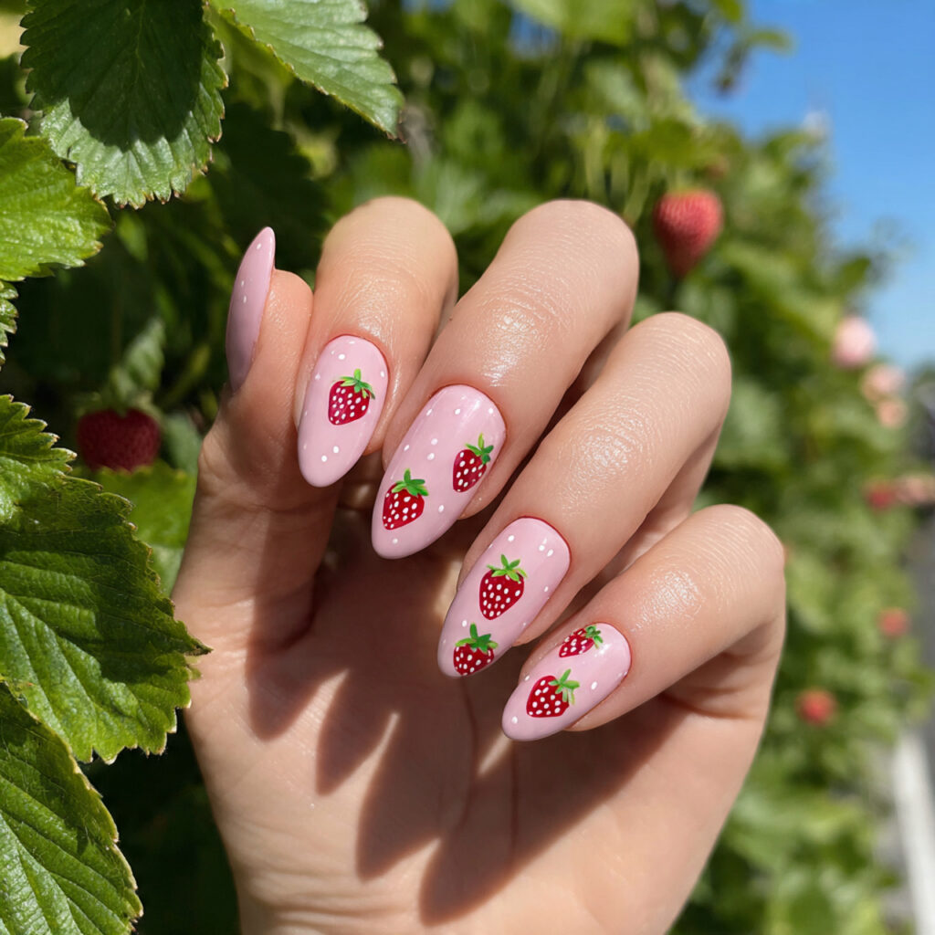 attractive strawberry milk almond nails with outdo 1