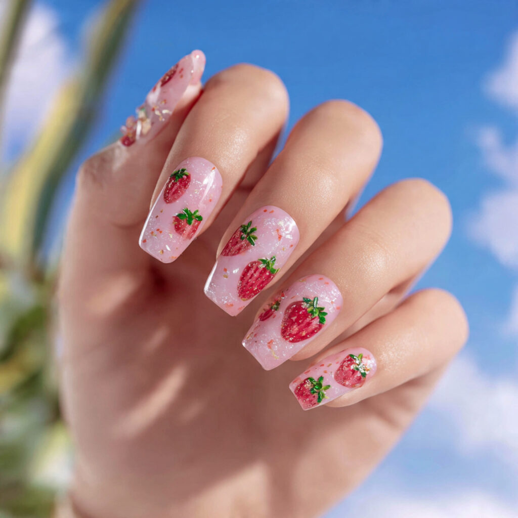 attractive strawberry milk base with tiny strawber