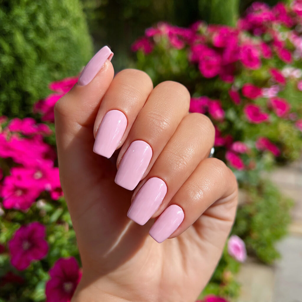 attractive strawberry milk color short coffin nail