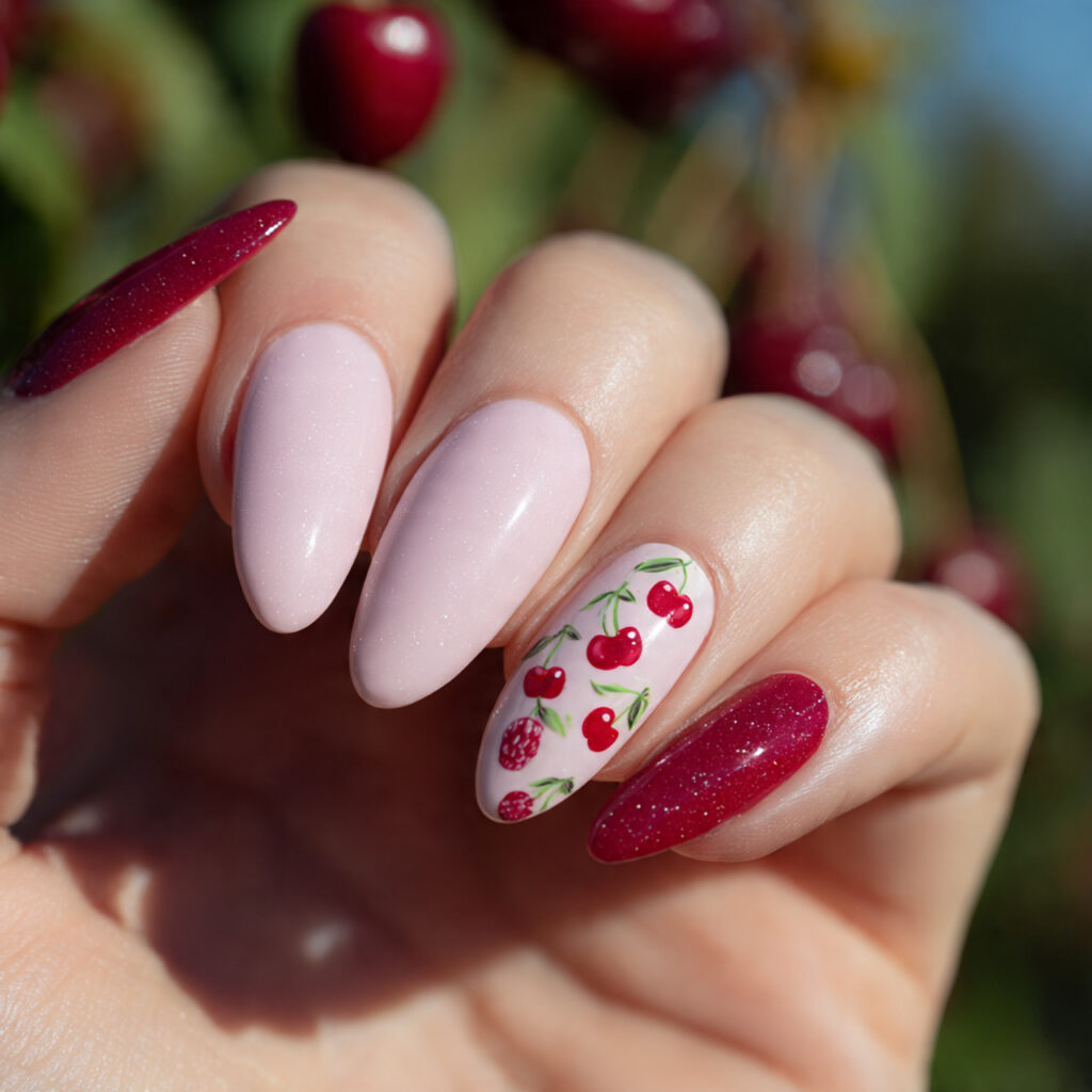 attractive strawberry milk pink and cherry red nai