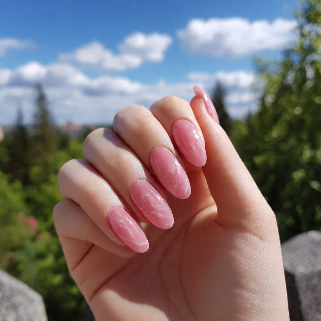 attractive strawberry milk pink aura nails with ou