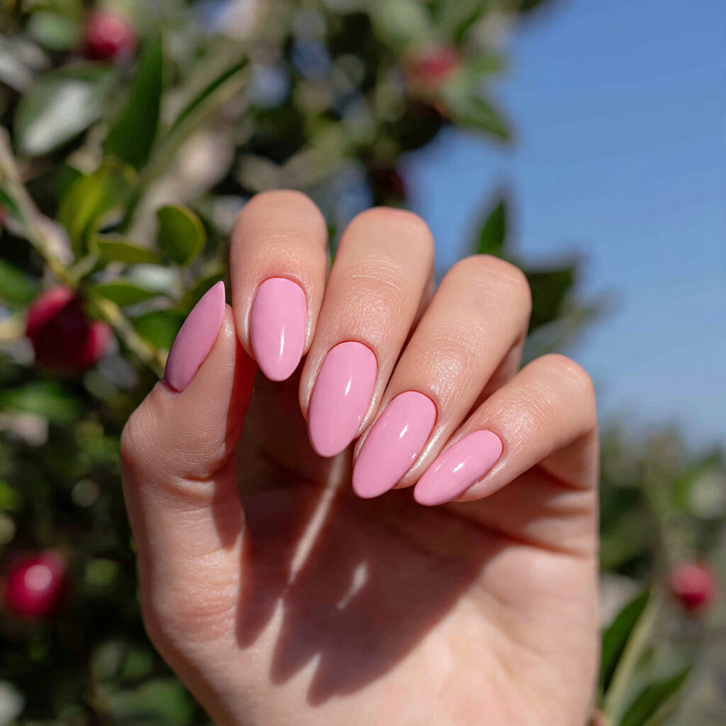 attractive strawberry milk pink gloss nails with o