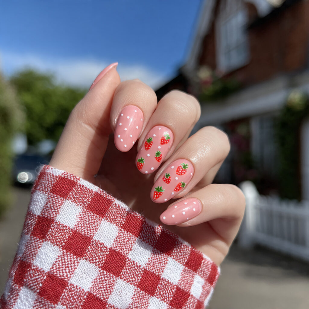 attractive strawberry milk short ballerina nails w