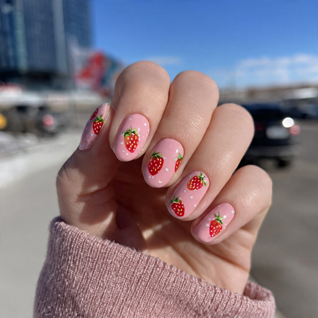 attractive strawberry milk short nails short nails